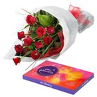 Delightful Cluster of Roses and Chocolates Delightful Cluster of Roses and Chocolates