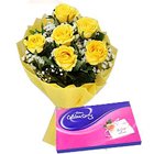 Adorable Yellow Rose Hand Bunch and Cadbury Assortment Chocolates Adorable Yellow Rose Hand Bunch and Cadbury Assortment Chocolates