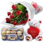 Classic Roses with Bear and Chocolates Classic Roses with Bear and Chocolates