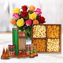 Bizarre Collection of Dry Fruits, 12 Pcs Mixed Roses and Crackers Bizarre Collection of Dry Fruits, 12 Pcs Mixed Roses and Crackers