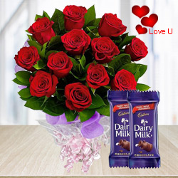 Sweet Sensation Rose Bouquet with Dairy Milk Chocolates Sweet Sensation Rose Bouquet with Dairy Milk Chocolates