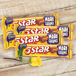Cadburys 5 Star with One Yellow Rose Cadburys 5 Star with One Yellow Rose
