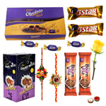 Cadbury’s Assorted Chocolates with 2 Rakhi with One Yellow Rose Cadbury’s Assorted Chocolates with 2 Rakhi with One Yellow Rose