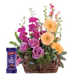 Elegant Assorted Blooms Bundle with Cadburys Dairy Milk Chocolate Elegant Assorted Blooms Bundle with Cadburys Dairy Milk Chocolate