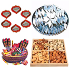 Big Hamper of Kaju Katli, Dry Fruits, Crackers and Diya Big Hamper of Kaju Katli, Dry Fruits, Crackers and Diya