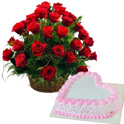 50 Roses Arrangement and Love Cake 2 Lbs 50 Roses Arrangement and Love Cake 2 Lbs