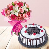 Mixed Flower Bouquet with Cake Mixed Flower Bouquet with Cake