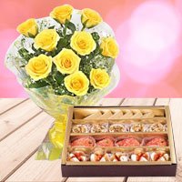 Yellow Roses with Assorted Sweets Yellow Roses with Assorted Sweets
