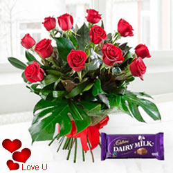 Exclusive <font color =#FF0000> Dutch Red </font> Roses With Free Cadbury Chocolate
Exclusive <font color =#FF0000> Dutch Red </font> Roses With Free Cadbury Chocolate