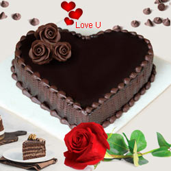 Love Shape Chocolate Cake N 1 Red Rose Love Shape Chocolate Cake N 1 Red Rose