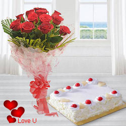 Dutch Red Roses with 1 Kg. Eggless Cake Dutch Red Roses with 1 Kg. Eggless Cake