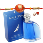Showy Rakhi with Fragrant Nautica Blue EDT Perfume Showy Rakhi with Fragrant Nautica Blue EDT Perfume