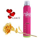 Trendy Deo from Nike for Women with 1 Golden Rose Trendy Deo from Nike for Women with 1 Golden Rose