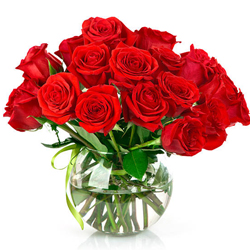 Captivating Red Roses in a Vase with Love Captivating Red Roses in a Vase with Love