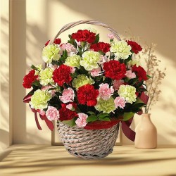 Pretty Basket with 15 Assorted Carnations Pretty Basket with 15 Assorted Carnations
