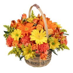 Basket of Sizzling Mixed Flowers Basket of Sizzling Mixed Flowers