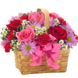 Classic Beauty Basket of Blushing Flowers Classic Beauty Basket of Blushing Flowers