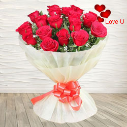 18 Exclusive Dutch Red Roses Bouquet Nicely Wrapped 18 Exclusive Dutch Red Roses Bouquet Nicely Wrapped