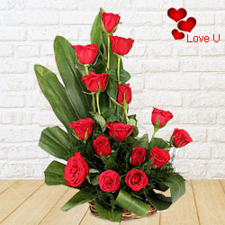 15 Exclusive <font color =#FF0000> Dutch Red </font> Roses in Cane Basket
15 Exclusive <font color =#FF0000> Dutch Red </font> Roses in Cane Basket