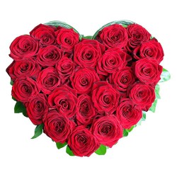 Exclusive <font color =#FF0000> Dutch Red </font> Roses in Heart Shaped Arrangement Exclusive <font color =#FF0000> Dutch Red </font> Roses in Heart Shaped Arrangement