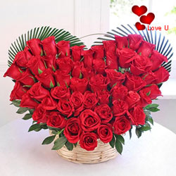 Red Roses in Heart Shape Arrangement. Red Roses in Heart Shape Arrangement.