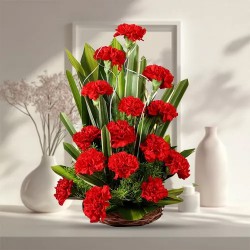 Sophisticated 18 Red Colored Carnations Bouquet Sophisticated 18 Red Colored Carnations Bouquet