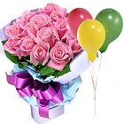 Special Pink Roses Bouquet with Balloons Special Pink Roses Bouquet with Balloons