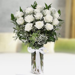 Fresh Warm Wishes White Roses in a Vase Fresh Warm Wishes White Roses in a Vase