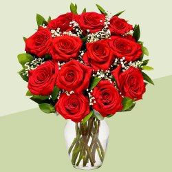 Sophisticated Red Rose Bunch in a Glass Vase Sophisticated Red Rose Bunch in a Glass Vase