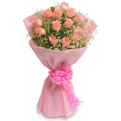 Exceptional Fresh Pink Roses Bouquet Exceptional Fresh Pink Roses Bouquet