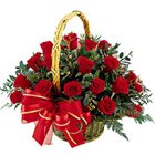 Sun-Kissed Assemble of Red Roses in a Basket Sun-Kissed Assemble of Red Roses in a Basket