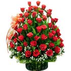 Precious Assemble of Premium Red Coloured Roses in a Basket Precious Assemble of Premium Red Coloured Roses in a Basket