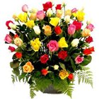Fragrant Collection of Mixed Roses in a Basket Fragrant Collection of Mixed Roses in a Basket
