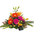 Vibrant Floral Bloom Basket of Roses, Gerberas and Lilies with Floral Fillers Vibrant Floral Bloom Basket of Roses, Gerberas and Lilies with Floral Fillers