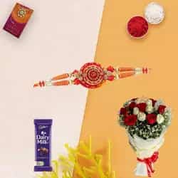 Magnificent Rosy Ecstasy One Dairy Milk (13 gms.) with One pc. Rakhi Magnificent Rosy Ecstasy One Dairy Milk (13 gms.) with One pc. Rakhi