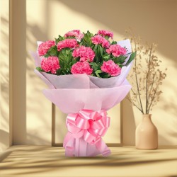Shop for a ravishing Tissue Wrapped Hand Bouquet of Pink Carnations Shop for a ravishing Tissue Wrapped Hand Bouquet of Pink Carnations