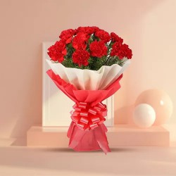 You can shop online for an elegant Hand Bouquet of Red Carnations in Tissue Wrapping You can shop online for an elegant Hand Bouquet of Red Carnations in Tissue Wrapping