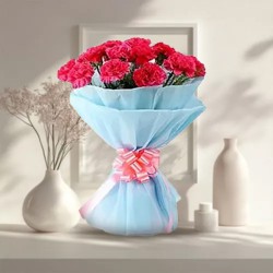 Shop for this ravishing Hand Bunch of Pink Carnations Online in tissue wrapping Shop for this ravishing Hand Bunch of Pink Carnations Online in tissue wrapping