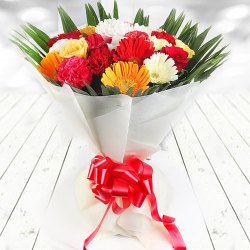 Captivating Gerberas, Roses N Carnations Bouquet Captivating Gerberas, Roses N Carnations Bouquet
