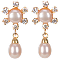 Gorgeous Looking Floral Pattern Pearl Earrings Combined with sparkling stones Gorgeous Looking Floral Pattern Pearl Earrings Combined with sparkling stones