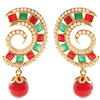 Remarkable Stone Studded Pearl Earring Set Remarkable Stone Studded Pearl Earring Set