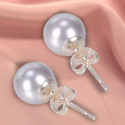 Blue Hued Genuine Pearl Tops Earrings Set Blue Hued Genuine Pearl Tops Earrings Set