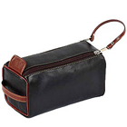 Genuine Leather Black Brown Colored Double Zip Shaving Kit for Men from Leather Talk Genuine Leather Black Brown Colored Double Zip Shaving Kit for Men from Leather Talk