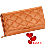 Brown Wave shaped Genuine Leather Ladies Wallet from Leather Talks Brown Wave shaped Genuine Leather Ladies Wallet from Leather Talks