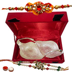 Silver plated dry fruit holder with Rakhi and Roli Tilak Chawal Silver plated dry fruit holder with Rakhi and Roli Tilak Chawal