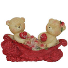 Charming Couple Teddy With Two Hearts and Roses in a Boat Charming Couple Teddy With Two Hearts and Roses in a Boat