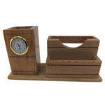 Classic Wooden Pen Stand and Clock Duo Classic Wooden Pen Stand and Clock Duo
