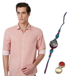 Orange Printed Casual Peter England Shirt and Rakhi Combo Orange Printed Casual Peter England Shirt and Rakhi Combo