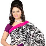 Classic Dani Georgette Saree with the Touch of Black and White Colour Classic Dani Georgette Saree with the Touch of Black and White Colour