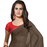 Extravagant Brown and Beige Faux Georgette Saree Extravagant Brown and Beige Faux Georgette Saree